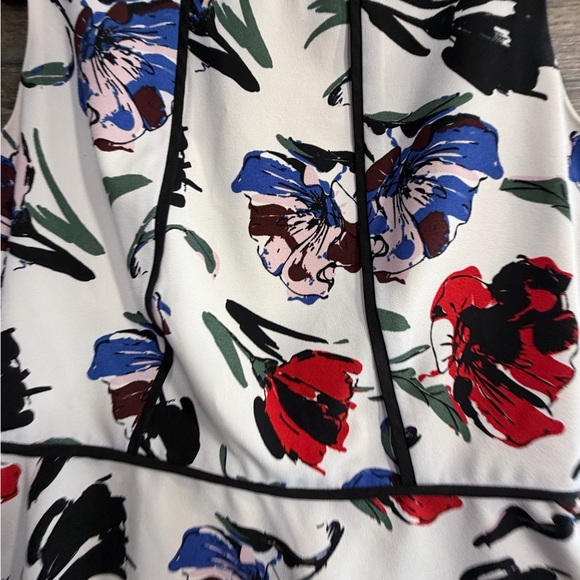 Banana Republic Floral Peplum Blouse - Red, Blue, Black on Cream - Picture 5 of 6